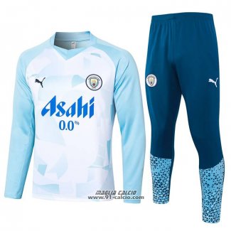 Tuta da Track Felpa Manchester City 2024 Blu e Bianco