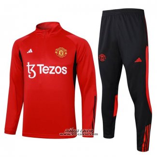 Tuta da Track Felpa Manchester United Bambino 2023-2024 Rosso