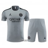 Tuta da Track Paris Saint-Germain Jordan Manica Corta 2023-2024 Grigio - Pantaloncini