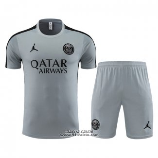 Tuta da Track Paris Saint-Germain Jordan Manica Corta 2023-2024 Grigio - Pantaloncini