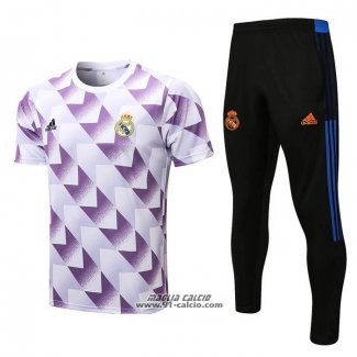 Tuta da Track Real Madrid Manica Corta 2022-2023 Bianco e Purpura