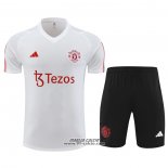 Tuta da Track Manchester United Manica Corta 2023-2024 Bianco - Pantaloncini