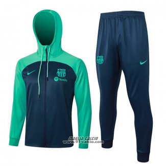 Tuta con Cappuccio Barcellona 2023-2024 Blu e Verde