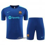 Tuta da Track Barcellona Manica Corta 2023-2024 Blu - Pantaloncini