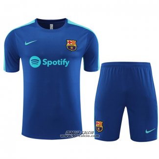 Tuta da Track Barcellona Manica Corta 2023-2024 Blu - Pantaloncini