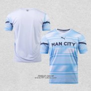 Maglia Prematch Manchester City 2022 Blu