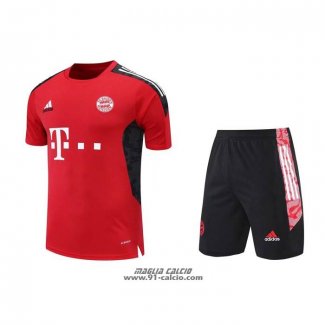 Tuta da Track Bayern Monaco Manica Corta 2022-2023 Rosso - Pantaloncini