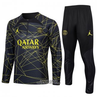 Tuta da Track Felpa Paris Saint-Germain Jordan 2023-2024 Nero