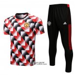 Tuta da Track Manchester United Manica Corta 2022-2023 Nero e Rosso