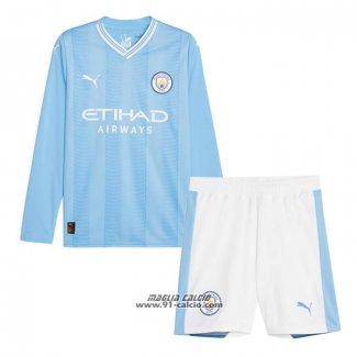 Prima Maglia Manchester City Bambino Manica Lunga 2023-2024