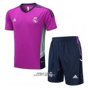 Tuta da Track Real Madrid Manica Corta 2022-2023 Purpura - Pantaloncini