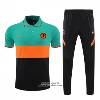 Conjunto Polo Chelsea 2022-2023 Verde e Arancione