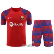 Tuta da Track Barcellona Manica Corta 2023-2024 Rosso - Pantaloncini