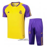 Tuta da Track Real Madrid Manica Corta 2024-2025 Giallo - Pantaloncini