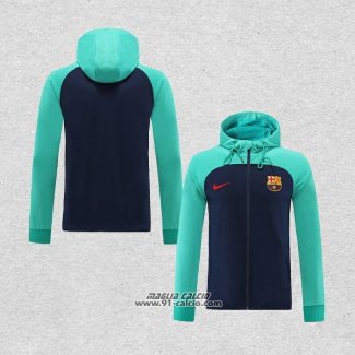 Giacca con Cappuccio Barcellona 2022-2023 Verde e Blu