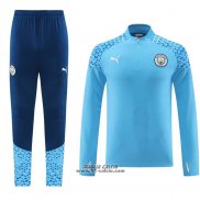 Tuta da Track Felpa Manchester City 2023-2024 Azzurro