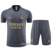 Tuta da Track Arsenal Manica Corta 2023-2024 Grigio - Pantaloncini