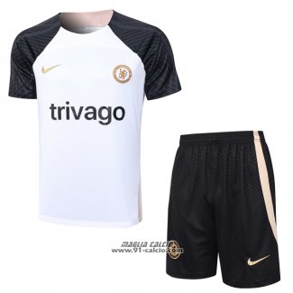 Tuta da Track Chelsea Manica Corta 2023-2024 Bianco - Pantaloncini