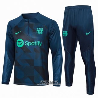 Tuta da Track Felpa Barcellona Bambino 2023-2024 Blu