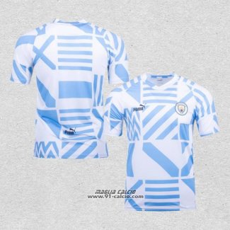 Maglia Prematch Manchester City 2022 Blu e Bianco