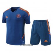 Tuta da Track Manchester United Manica Corta 2022-2023 Blu - Pantaloncini