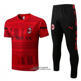 Tuta da Track Milan Manica Corta 2022-2023 Rosso