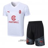 Tuta da Track Milan Manica Corta 2023-2024 Bianco - Pantaloncini