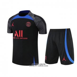 Tuta da Track Paris Saint-Germain Manica Corta 2022-2023 Nero e Blu - Pantaloncini