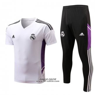 Tuta da Track Real Madrid Manica Corta 2022-2023 Bianco e Purpura