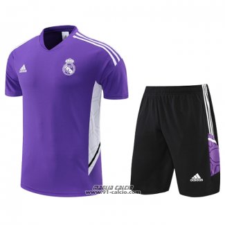 Tuta da Track Real Madrid Manica Corta 2022-2023 Purpura - Pantaloncini