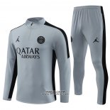 Tuta da Track Felpa Paris Saint-Germain Jordan 2023-2024 Grigio