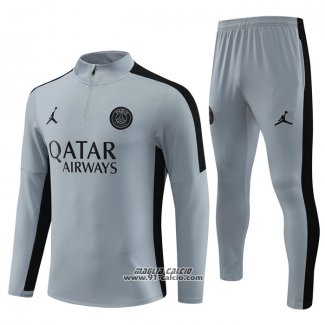 Tuta da Track Felpa Paris Saint-Germain Jordan 2023-2024 Grigio