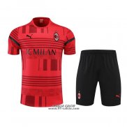 Tuta da Track Milan Manica Corta 2022-2023 Rosso - Pantaloncini