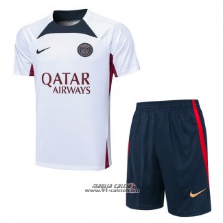 Tuta da Track Paris Saint-Germain Manica Corta 2023-2024 Bianco - Pantaloncini