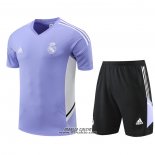 Tuta da Track Real Madrid Manica Corta 2022-2023 Purpura - Pantaloncini