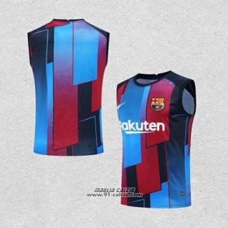 Maglia Allenamento Barcellona Senza Maniche 2022-2023 Blu e Rosso