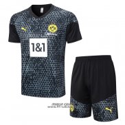 Tuta da Track Borussia Dortmund Manica Corta 2023-2024 Nero - Pantaloncini