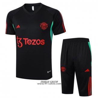 Tuta da Track Manchester United Manica Corta 2023-2024 Nero - Pantaloncini