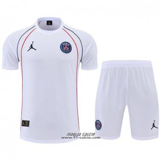 Tuta da Track Paris Saint-Germain Jordan Manica Corta 2022-2023 Bianco - Pantaloncini