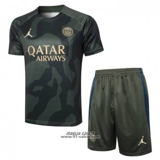 Tuta da Track Paris Saint-Germain Jordan Manica Corta 2024-2025 Verde - Pantaloncini