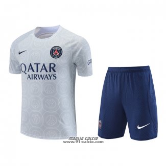 Tuta da Track Paris Saint-Germain Manica Corta 2022-2023 Grigio - Pantaloncini