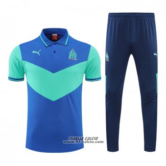 Conjunto Polo Olympique Marsiglia 2022-2023 Blu e Verde