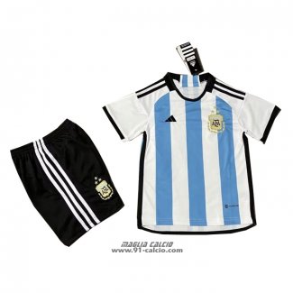 Prima Maglia Argentina 3 Estrellas Bambino 2022