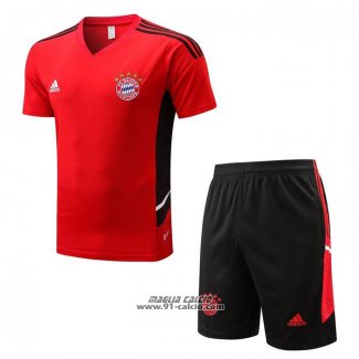 Tuta da Track Bayern Monaco Manica Corta 2022-2023 Rosso - Pantaloncini