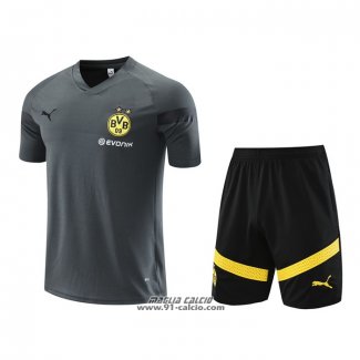 Tuta da Track Borussia Dortmund Manica Corta 2022-2023 Grigio - Pantaloncini