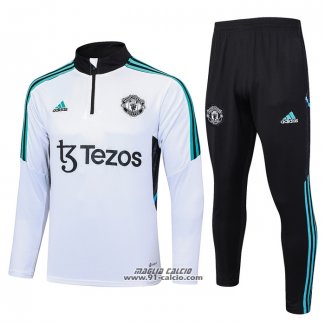 Tuta da Track Felpa Manchester United Bambino 2023-2024 Bianco