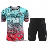 Tuta da Track Real Madrid Dragon Manica Corta 2024-2025 Verde e Rosso - Pantaloncini