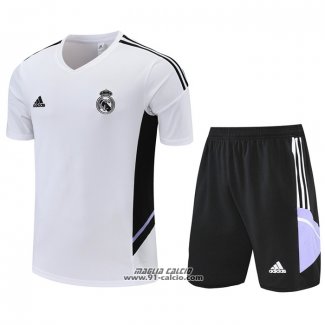 Tuta da Track Real Madrid Manica Corta 2022-2023 Bianco - Pantaloncini