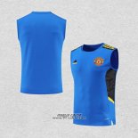 Maglia Allenamento Manchester United Senza Maniche 2022-2023 Blu