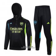 Tuta da Track Felpa Arsenal Bambino 2023-2024 Nero e Verde